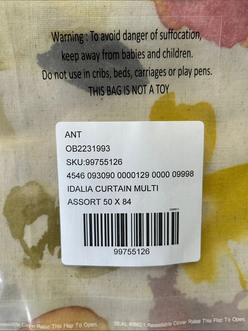 NIP Anthropologie Idalia Cotton Blend Watercolor Floral Curtains, Set of 2